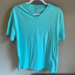 Polo Ralph Lauren TShirt Turquoise Blue Pink Pony Large